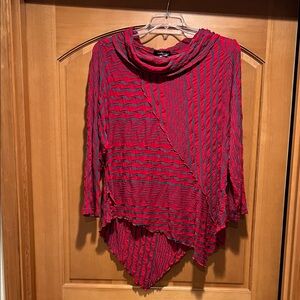 Elegant Red and Black Cowl Neck Blouse